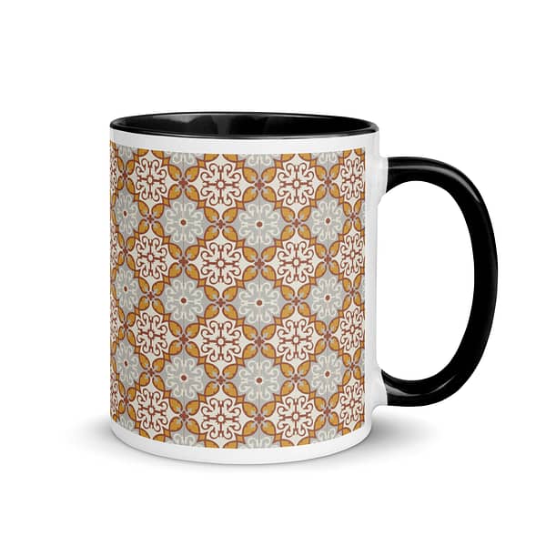 Maroon Mustard Tile Mug with Color Inside - Image 2