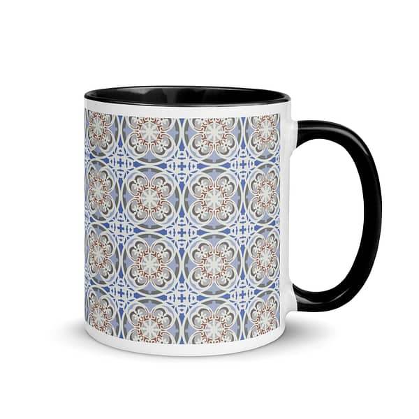 Blue Beige Flower Mug with Color Inside - Image 2