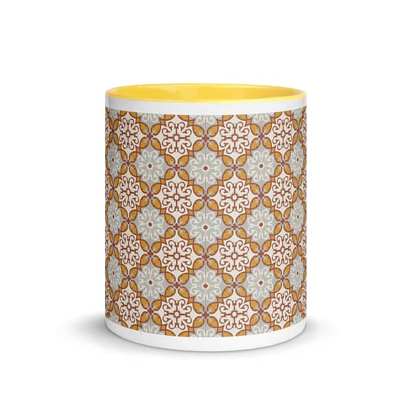 Maroon Mustard Tile Mug with Color Inside