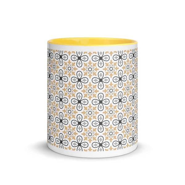 Grey Flower Mug with Color Inside