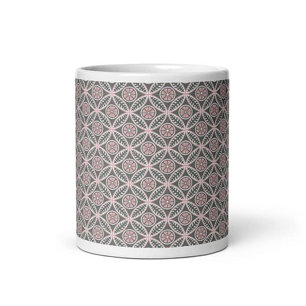 Pink Flower Nanna's Kitchen White glossy mug - Image 3