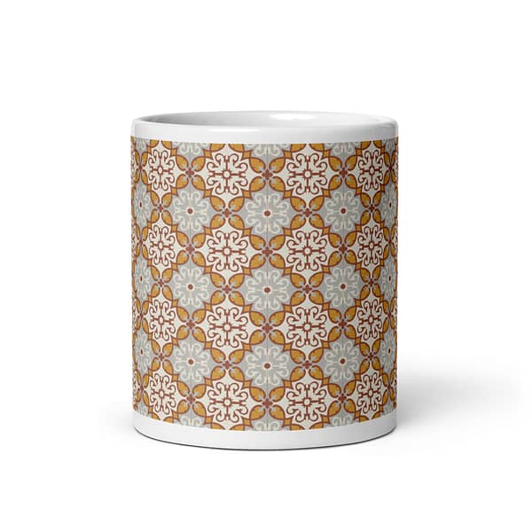 Maroon Mustard Tile Nanna's Kitchen White glossy mug - Image 3