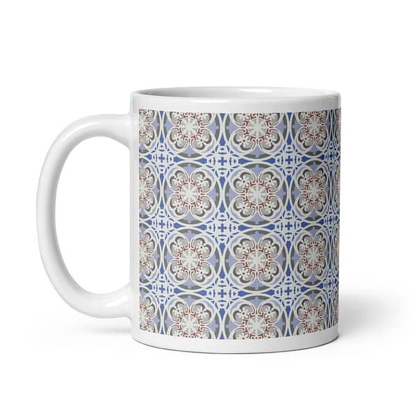 Blue Beige Flower Nanna's Kitchen White glossy mug - Image 2