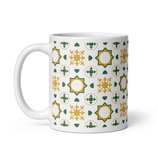 Nanna Bugia's Yellow and Green Tile Nanna's Kitchen White glossy mug - Image 2