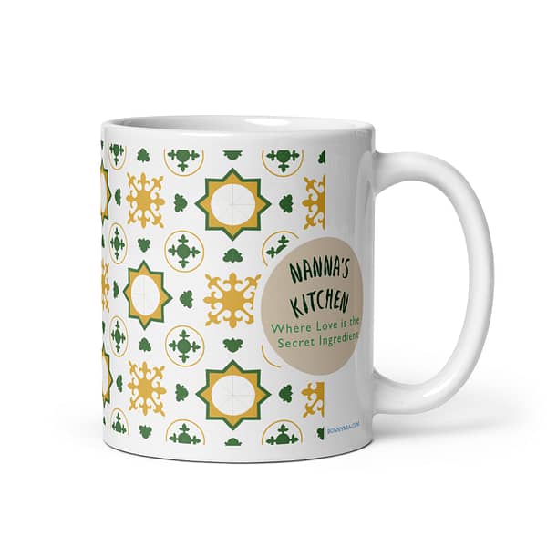 Nanna Bugia's Yellow and Green Tile Nanna's Kitchen White glossy mug