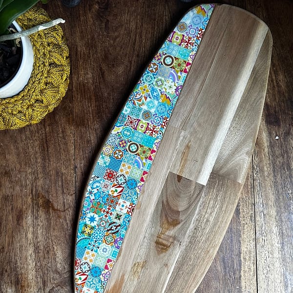 Not So Perfect Bright blue Mix Tile effect Charcuterie Large Acacia  Oval Wood Board 55 x 22cm