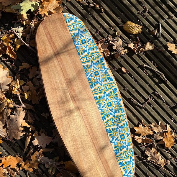 Shell Tile Painted Effect Rustic Charcuterie Acacia Wood Board H2 x W52 x D20cm