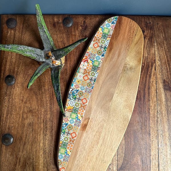 Mix Tile Painted Effect Charcuterie Acacia Wood Board H2 x W52 x D20cm