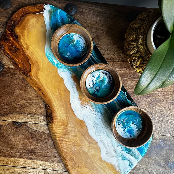 WAVE BLUE WAVE  Mini Snack Bowl Calabash Server Salad bowl One Board not included