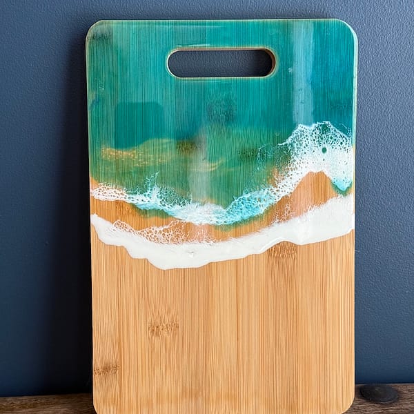 Wave Painted Wave Charcuterie Bamboo Thick Wood Board H2 x D18 x W25 cm approx