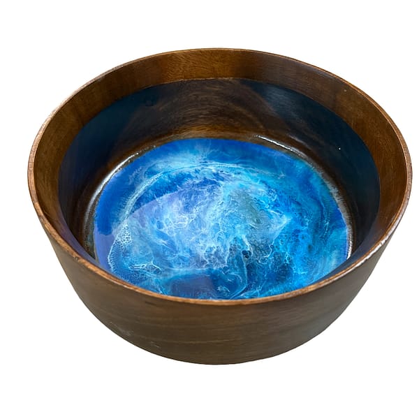 Wave Blue Wave large Salad Bowl Wooden Bowl Wood Fruit Bowl One 25x10cm approx