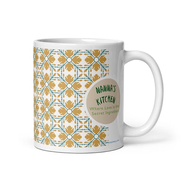 Yellow Flower Nanna's Kitchen White glossy mug