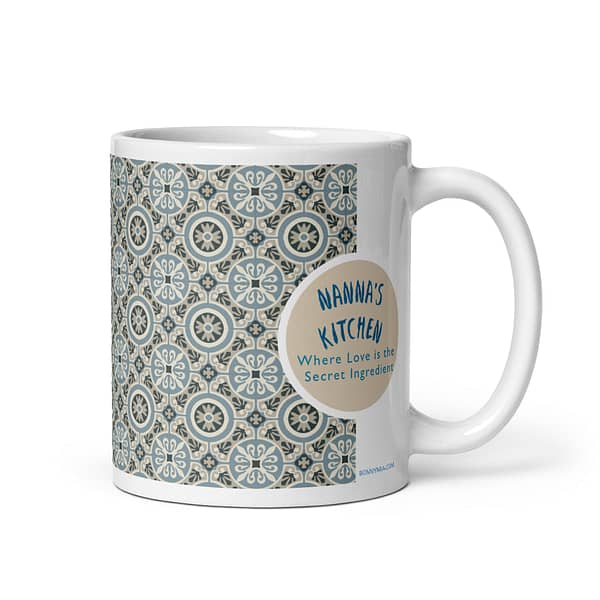 Circle Light Blue Nanna's Kitchen White glossy mug
