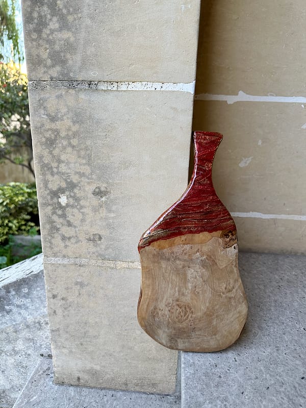 Wave Painted RED Wave Charcuterie Tapas Olive Wood Board 25-30cm approx - Image 3