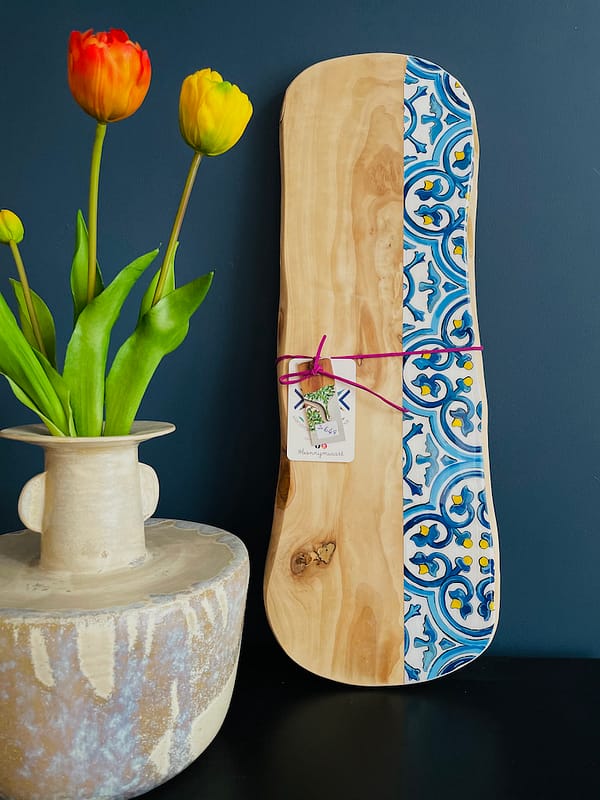 Painted Tile Charcuterie Olive Wood Board 40 cm (approx)