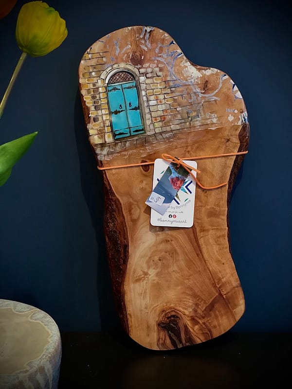Maltese traditional Door Painting on Handle Olive Wood 40cm (approx) - Image 2