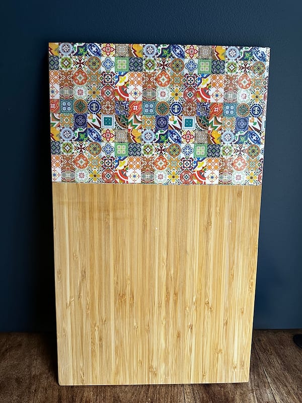 Mix Tile Patterned Tile Effect Charcuterie Bamboo Wood Board 45x28 cm