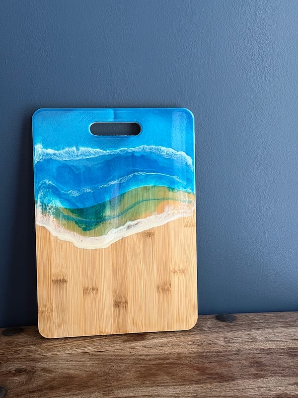 Wave Painted Wave Charcuterie Bamboo Thick Wood Board H2 x D25 x W35 cm