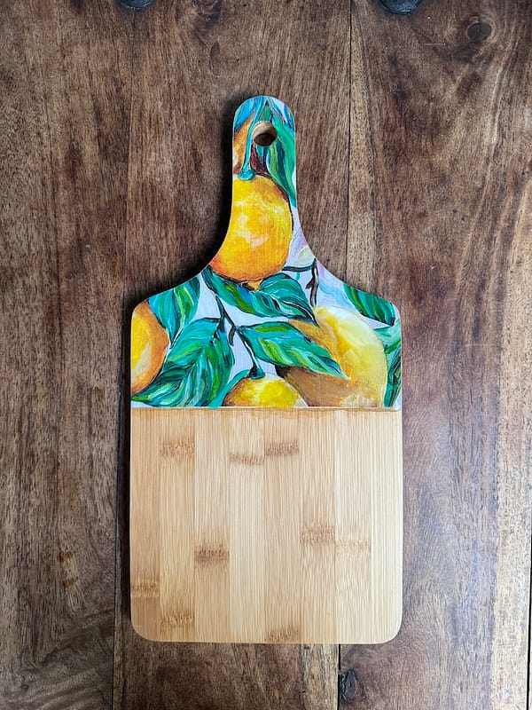 Painted Effect, Lemons Charcuterie Charcuterie Bamboo Thick Paddle Wood Board H2 x W18 x D35cm