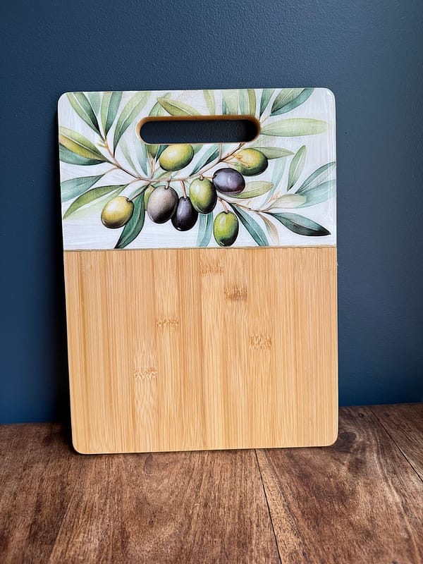 Painted Effect, Olive Branch Charcuterie Bamboo Slim Wood Board 30.5x23x1 cm - Image 2