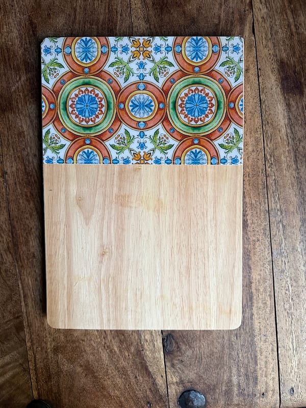 Orange and Green Love Hearts Tile Patterned Tile Effect Charcuterie Wood Board 20 x 30cm