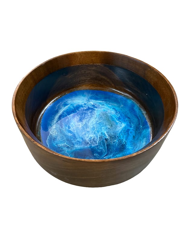 Wave Blue Wave large Salad Bowl Wooden Bowl Wood Fruit Bowl One 25x10cm approx