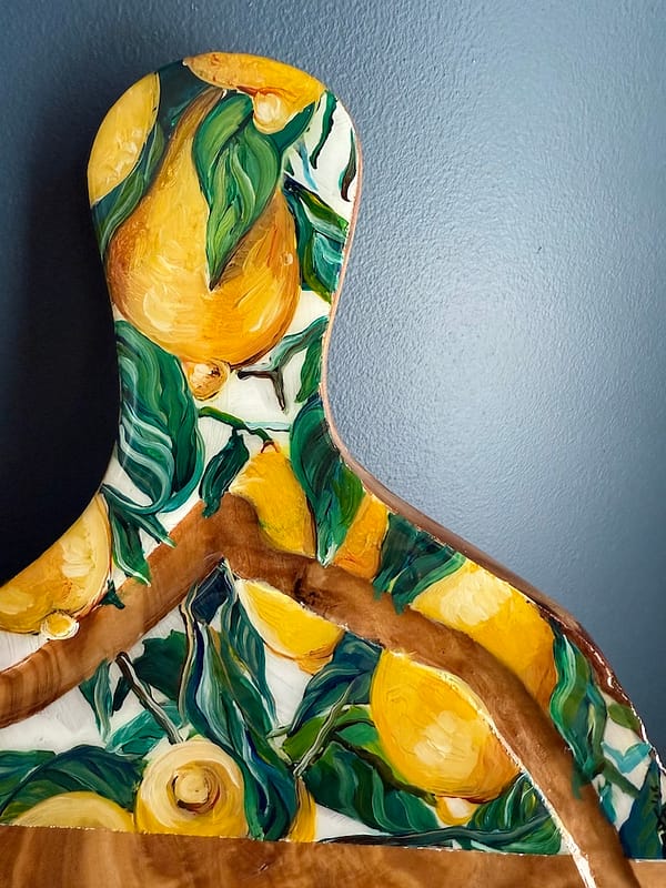 Hand Painted Lemons Charcuterie Jus Groove Olive Wood Board 40cm - Image 2