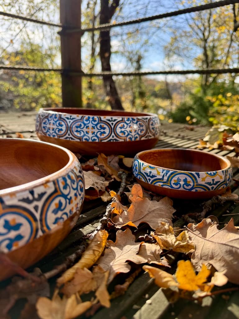 Nanna Blue Tile Painted Effect Rustic Charcuterie Acacia Wood Board H2 x W52 x D20cm - Image 22