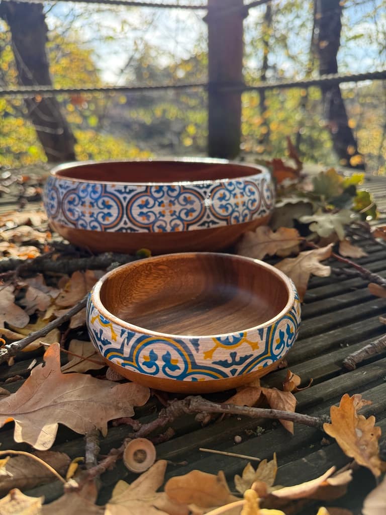 Nanna Blue Tile Painted Effect Rustic Charcuterie Acacia Wood Board H2 x W52 x D20cm - Image 24