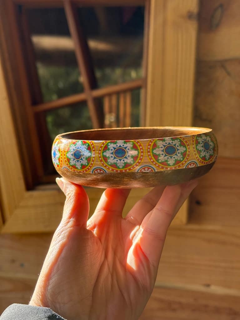 Queen Elizabeth Residence Orange Tile painted effect Snack Bowl Monkey Pod Salad bowl One - Image 38