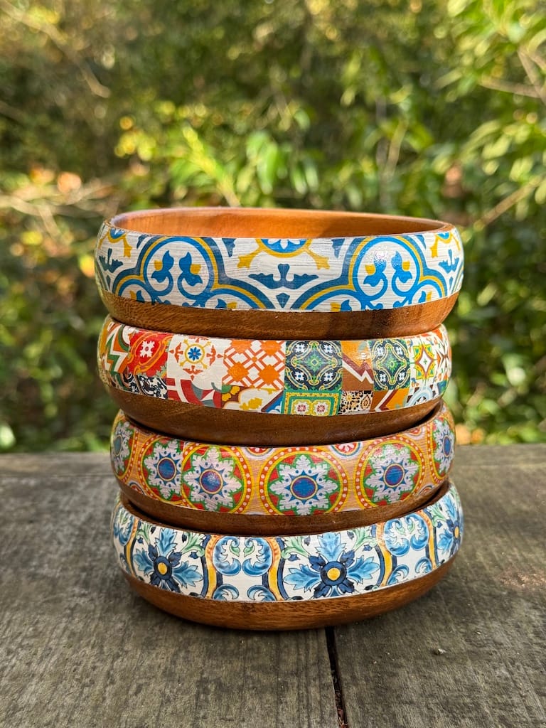 Queen Elizabeth Residence Orange Tile painted effect Snack Bowl Monkey Pod Salad bowl One - Image 7