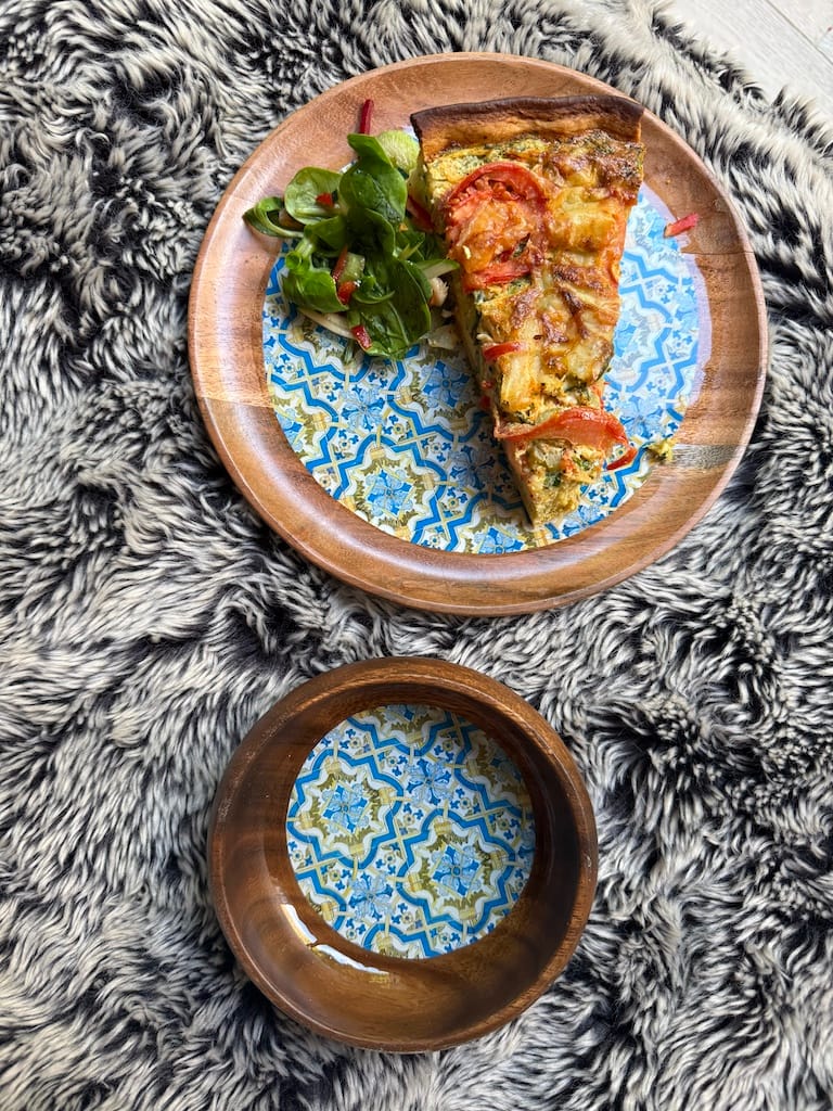 Leaf Cross Sky Blue Tile effect Acacia Plate 16cm One - Image 9