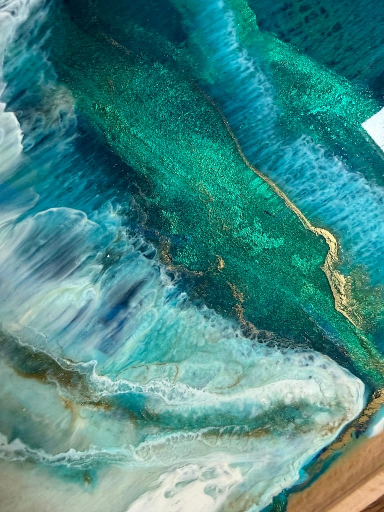 Wave Blue Painted Wave Beech Wood Oval Tray 35x20cm - Image 5